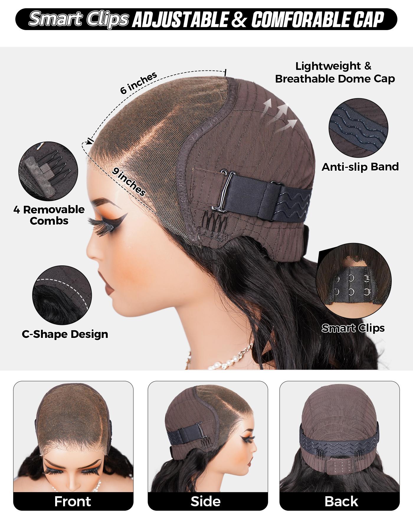 OQ HAIR Side Part Pre Style M Cap 9x6 HD Lace Body Wave Curls Wig 200% Density Pre-Everything Lace Frontal Wig Put On and Go Glueless Wig