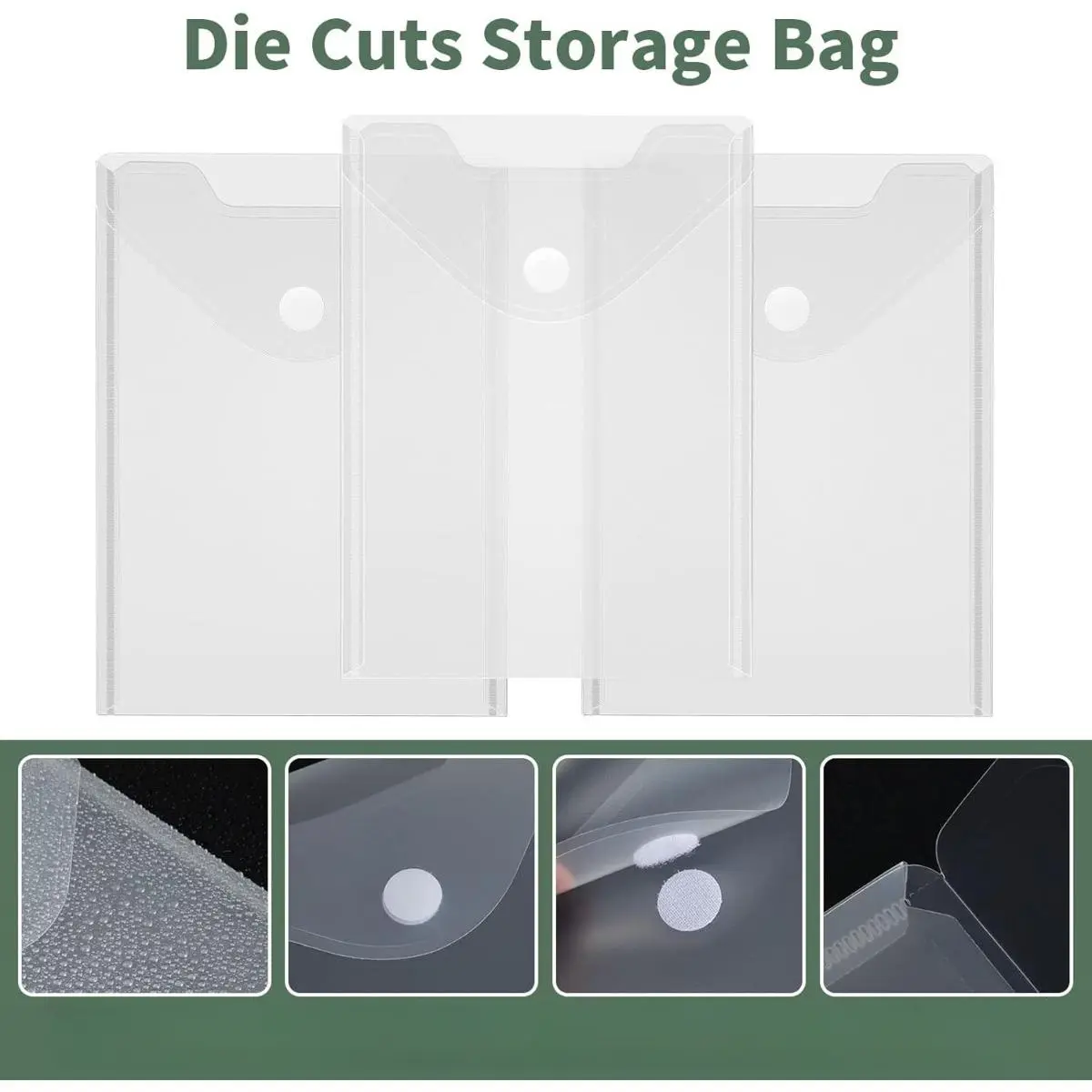 [24pcs Clear Storage]Reusable Clear Plastic Stamp and Die Storage Pockets, Stackable Envelopes with Flap Closure for Stickers, Receipts, Photos | Durable 9.8x7 Inch Receipt Holder