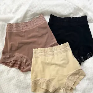 3pcs Women's Butt -Ab Control Shaping Shorts & Matching Underwear, High- Anti-Slip Lace Trim Tummy Control, Butt Enhancer Suitable for All Seasons