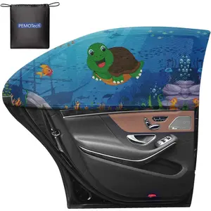 Car Window Shade for Baby: 2 Pack UV Protection Car Side Window Sun Shades Cartoon Animal Design, Universal Stretchable Sun Shades, Privacy Protect for Kids,Family,Pets,Tints (27.2"x39.8")