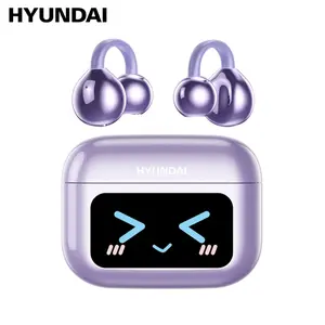 HYUNDAI M100 Clip-On Ear Headphones with Audio-Visual Touch Screen, Wireless Audio Headphones for Music & Phone Calls, Sport Waterproof & Sweatproof, with 2025 Bluetooth 6.0 for Faster, Stable Connection & Low Power Use