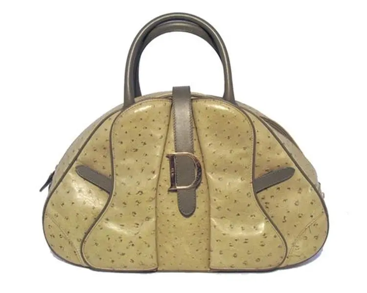 Pre-owned Dior Ostrich Leather Top Handle Bags Christian Green Handbag