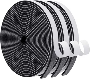 MAGZO Weather Stripping Door Seal, 1/2 Inch Wide X 1/8 Inch Thick Adhesive Foam Tape Soundproof Weatherstripping for Windows, 3 Rolls Total 50FT Black