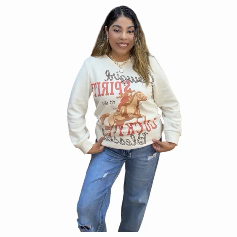 Long-Sleeve Horse-Design Sweater
