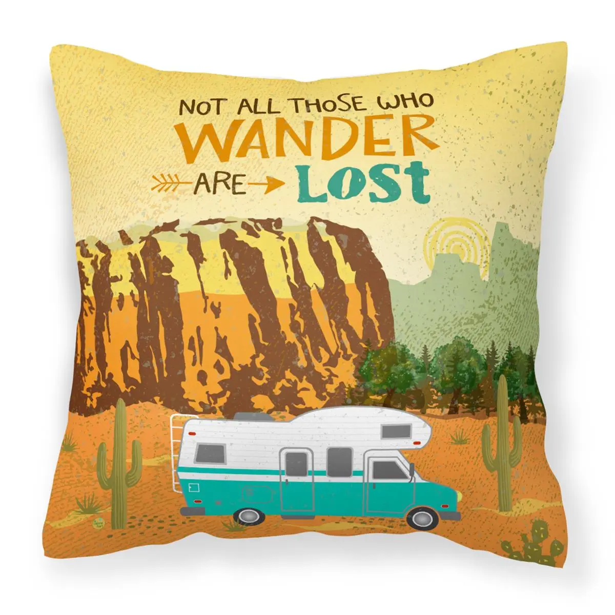 Wander Fabric Decorative Non-Directional Standard Pillow - Camper RV Accessories, Overstuffed, Mildew Resistant, Fade Resistant, Indoor/Outdoor for RV Camper Use