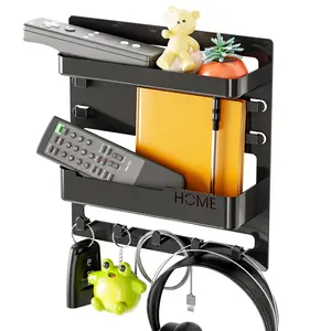 Acrylic Wall-Mounted Remote Control Storage Box, Transparent Phone Charging Holder, Office Organization, Desktop Cleaning, Home Clutter Storage