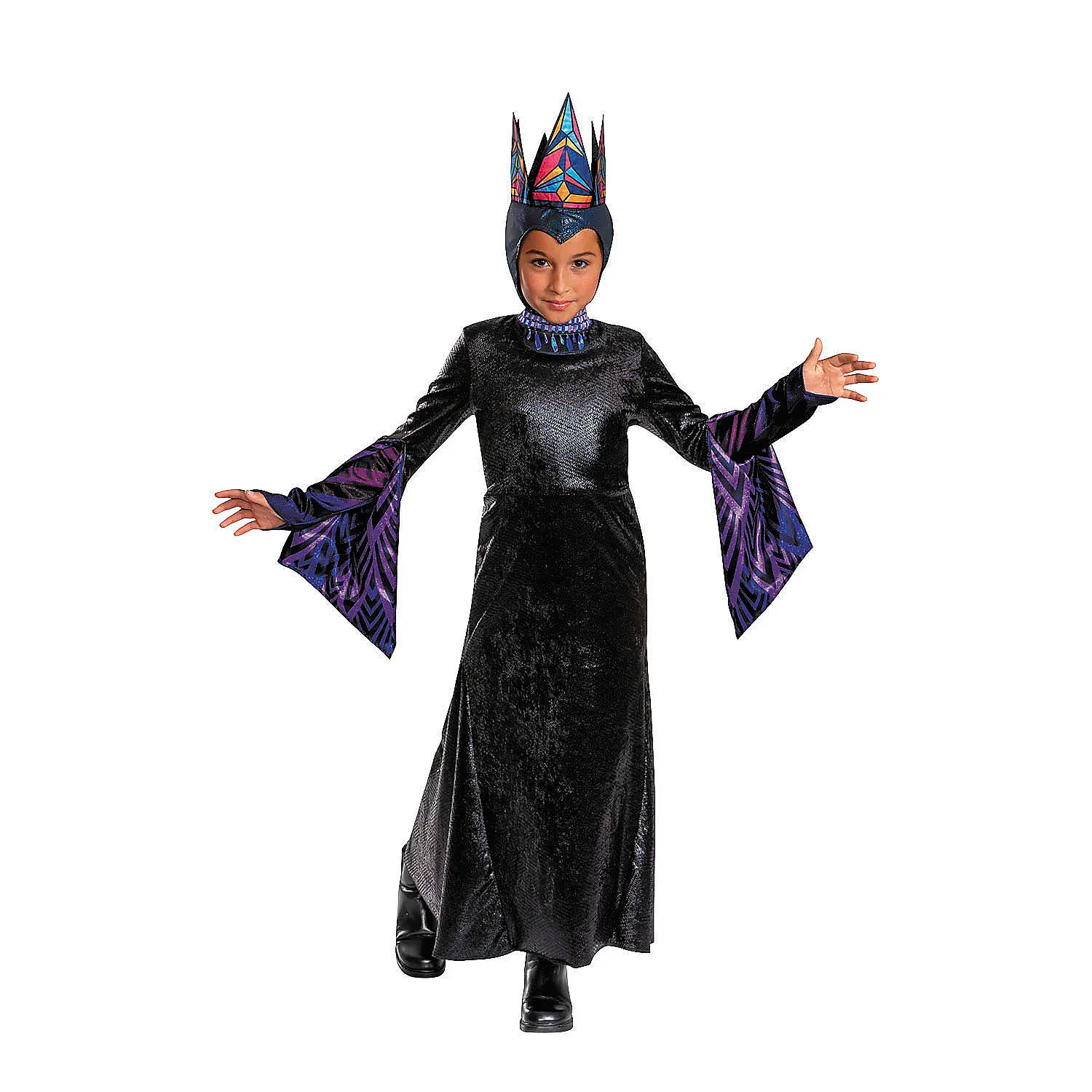 Kids Deluxe Disney Live-Action Evil Queen Costume Outfit - Sparkly Metallic Ankle-Length Dress, 4-6 Years Pretend Play Disguise, Hand Wash Only, for Creating Memorable Photos
