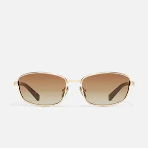 QUAY AUSTRALIA TEXT ME Sunglasses - 90s Inspired Narrow Rectangular Wrap Frame with Adjustable Silicone Nose Pads & Standard Arms