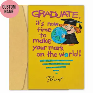 Cute Kids Graduation Card – Make Your Mark on the World Congratulation Greeting Card