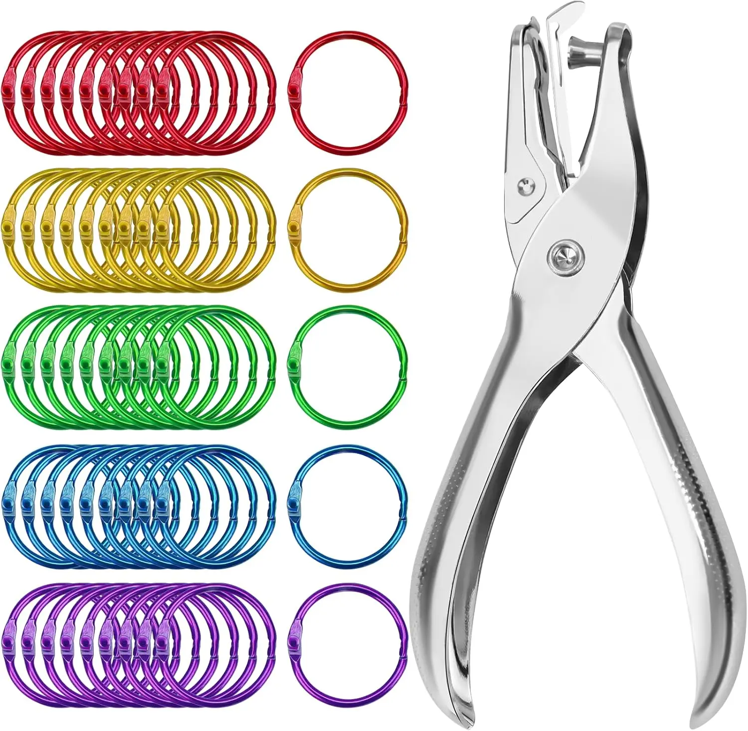 50 Pack 1 Inch Binder Rings, Assorted Color Metal Loose Leaf Book Rings, Round Snap Closure Key Rings for Index Cards, Flashcards, Recipe Cards, Paper Organization, Scrapbooking, DIY Crafts, Photo Albums, Document Binding & Office Supplies