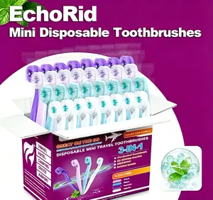 EchoRid 48-Count Disposable Travel Oral Toothbrushes - Gentle Cleanser with Mint Explosion Bead, Built-in Toothpaste & Pick, No Water Wash, Portable Dental Kit for Camping, Travel tiktokshopspringglowup Teeth breath Support Cleaner