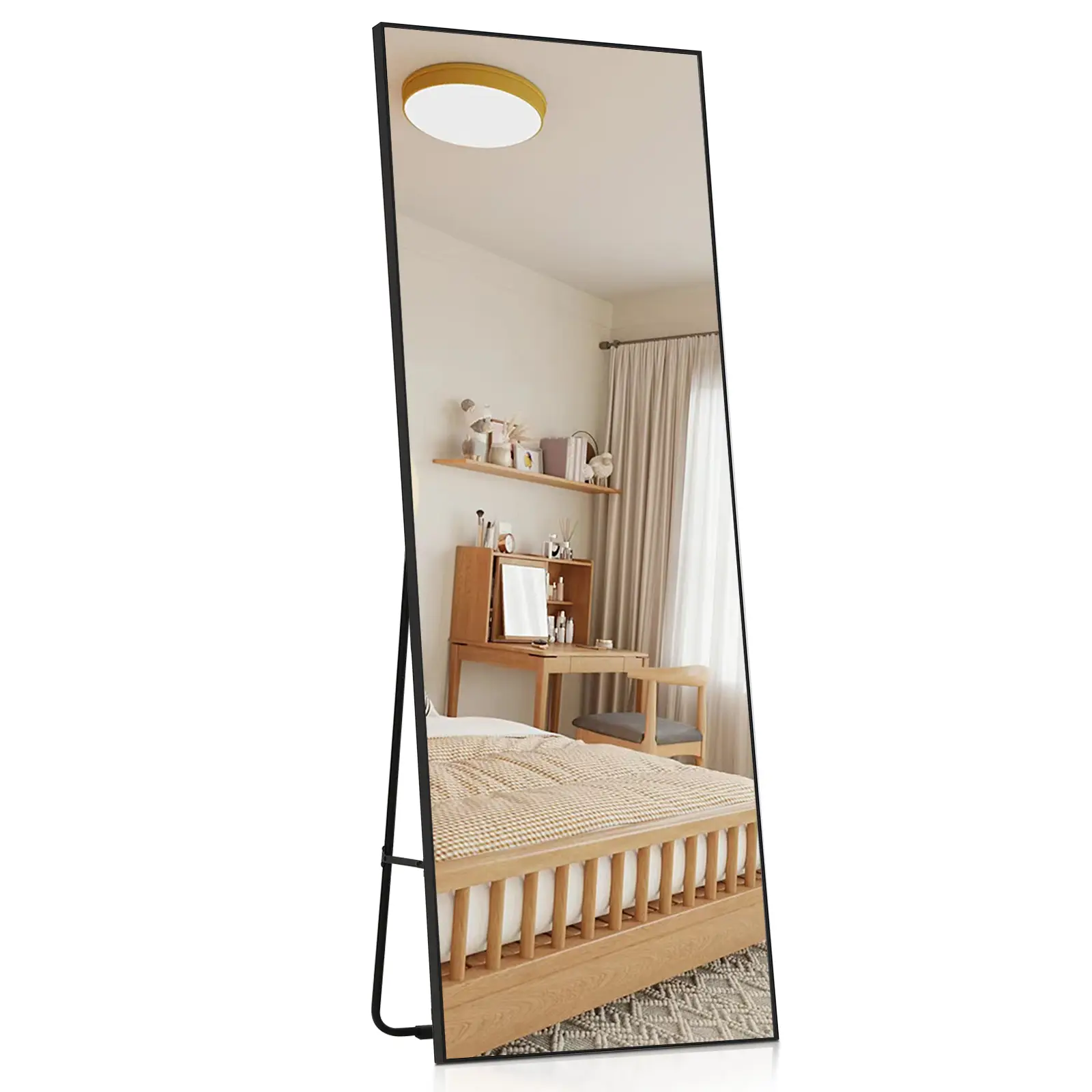 Jocoevol Elegant Full-Length Mirror “64“x”21" for Bedroom, Full Body Mirror with Stand, Hanging or Leaning for Wall, Aluminum Alloy Thin Frame Floor S