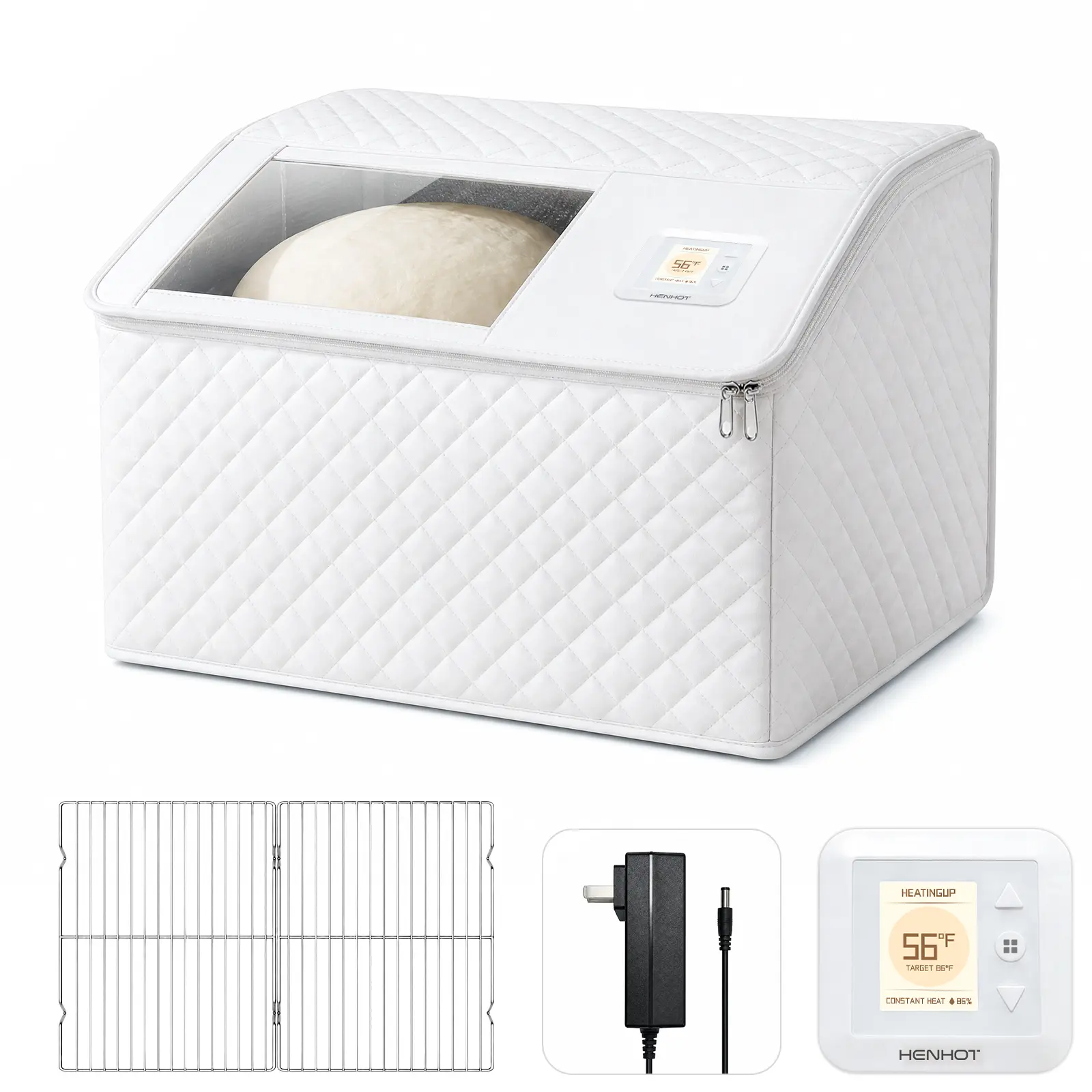 Bread Proofing Box - Dough Proofing Box for Sourdough Bread and Pizza Dough, Digital Temperature Timer, Hot Air Fan, Transparent Window for Home Baking