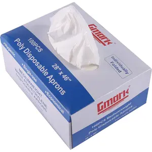 Poly Apron Individual Wrapped, Disposable PE Waterproof, Food, Cooking 100pcs GM0002