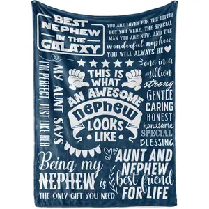Nephew Flannel Throw Blanket - 2026 Valentine’s Day Gift from Auntie, Soft Cozy for Couch Bed Gaming Napping Travel Use, Ideal Birthday Graduation Present (Multi-Size Options)