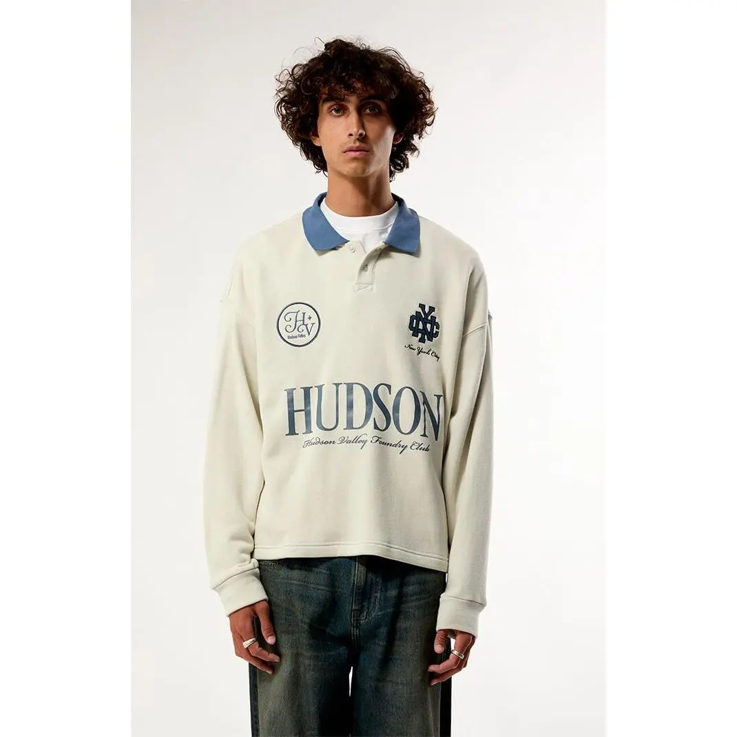 Pacsun Men's Hudson Long Sleeve Rugby Polo Shirt