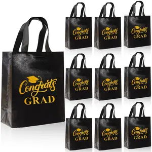 Congrats Grad Gift Bag, 10pcs/set Reusable Graduation Gift Bag with Handle, Gift Wrapping Supplies for Graduation Party