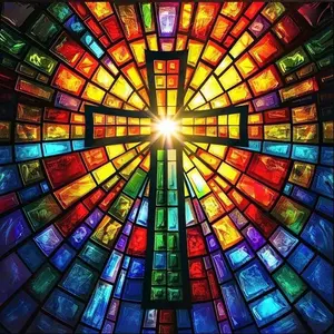 5D DIY Full Drill Round Diamond Painting - Diamond Art Kit Colorful Cross Mosaic, Canvas - DIY Decorative Painting, Home Wall Decor, Suitable for Halloween, Christmas, Birthday, and Anniversary Gifts