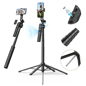 70 inch Smart Ai Face Tracking Tripod,For iphone and Android Smartphone,360 degree rotating travel selfie stick stand, facial tracking tripod stand with remote control,suitable for video recording Portable Phone Tripod with Remote