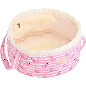 Large Barrel Drawstring Makeup Bag Travel  Bag for Women - Portable Make Up Organizer Bag for  Care & Toiletries with Brush Holder & Pouch ()