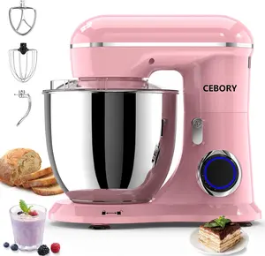 Professional Electric Stand Mixer with Large Stainless Steel Bowl, Powerful Kitchen Mixer includes Dough Hook, Beater and Whisk, Perfect Bread Cake Mixer for Baking and Home Cooking, Pink