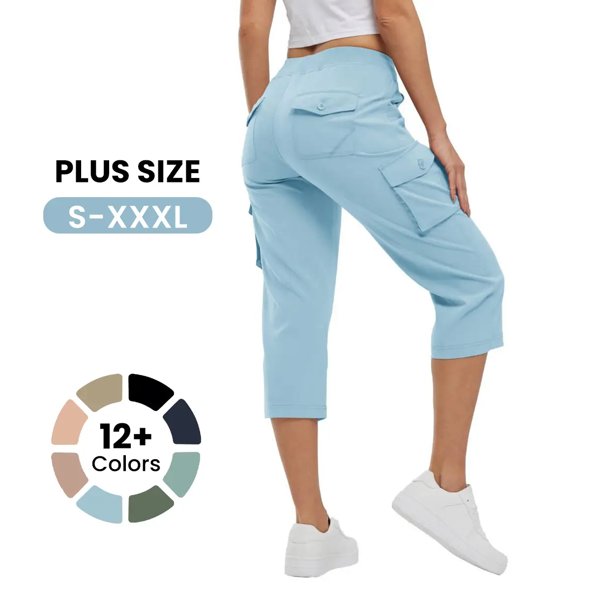 YSENTO Womens 【Plus Size,S-XXXL】 Capris Lightweight Hiking Pants 6 Pockets Quick Dry Cargo Outdoor Trip Loose Shorts COMFY MOMS OVER 30 #NovaTopFinds