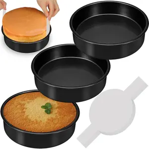 6inch Cake Pan 3-Piece Set, Smash Cake Pan with 100 Sheets of Baking Paper, Used for Layered Cakes, Non-Stick Round Cake Pan Set for Baking, Durable Baking Pan Set Suitable for Christmas and Birthdays, Dishwasher Safe