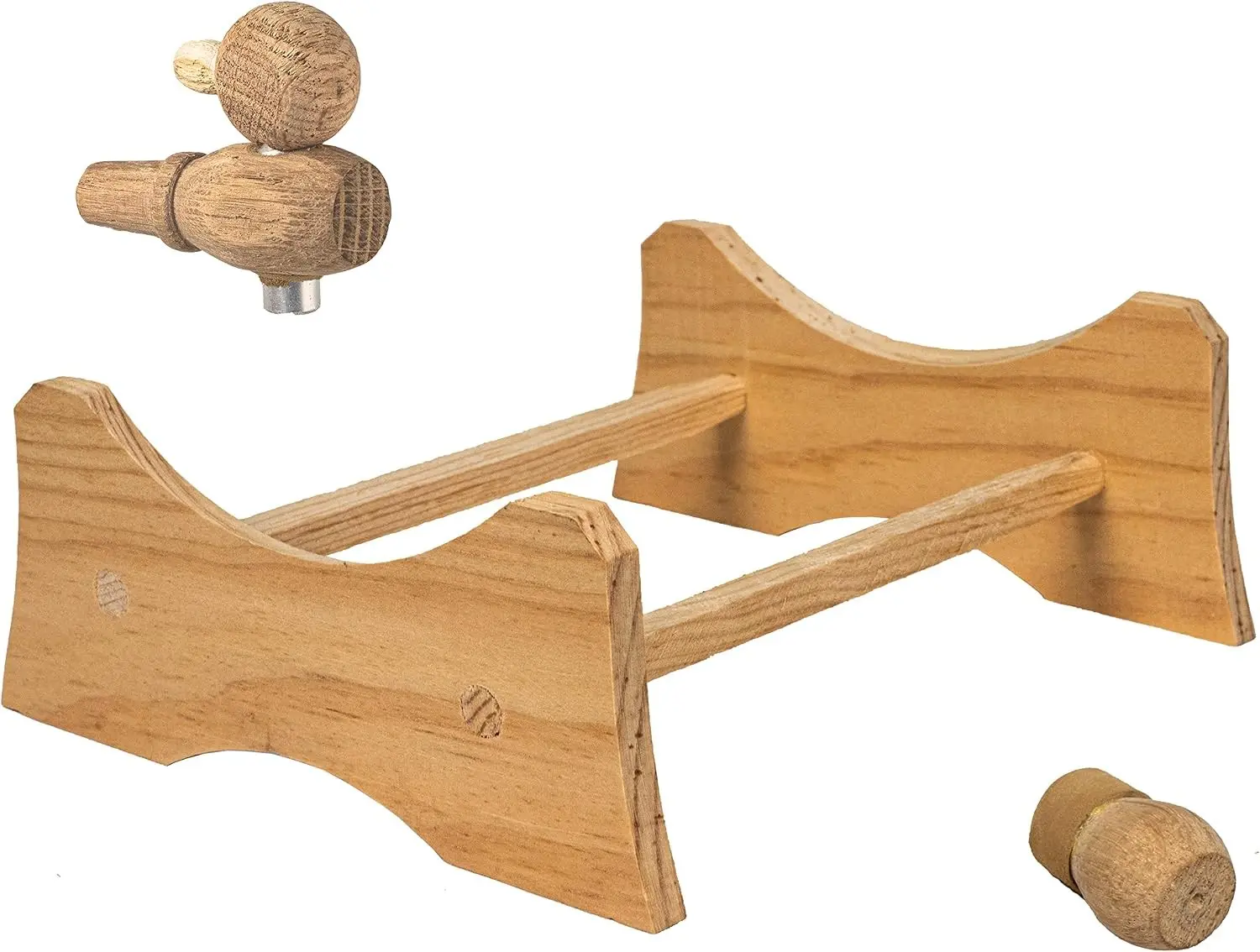 Oak Aging Barrel Stand, Wood Cradle Holder For 1 Gallon, 5 Liter Casks | 5/8 Inch Bung & 1/2 Inch Spigot, Home Brewer Accessories For Whiskey, Bourbon & Wine, Leak Free Sealing Replacement Parts