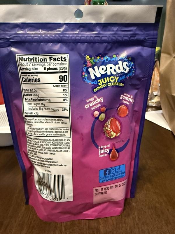 Nerds Juicy Gummy Clusterers Strawberry Punch Mega Crunchy Gummy Candy 90 Calories Per Serving