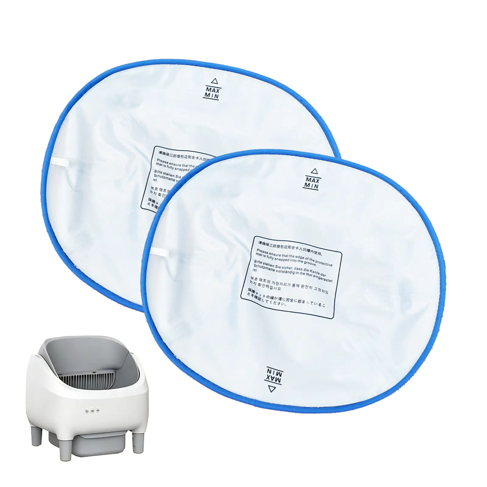 2-Pack Classic Automatic Litter Box Liners, 15.8×14.5in Thick Tear-Resistant Premium Waterproof Pads, Universal Fit, Blue Trim, Floor Protection, Fast Mess-Free Cleanups for Pet Lovers