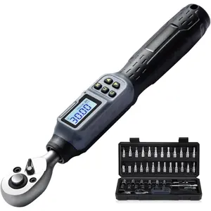 Digital Torque Wrench, 1.1-22.1 Ft-lbs/1.5-30 Nm, 1/4'' Drive Inch Pound Torque Wrench with Buzzer & LED ,  Wrench Set with Bits & Sockets for Gunsmithing