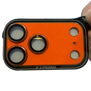 1 Piece Pack Shiny 17 Pro Max Camera Lens Protector Film, Sparkling Grid Pattern 9h Tempered Glass, Full-Screen Scratch Protection