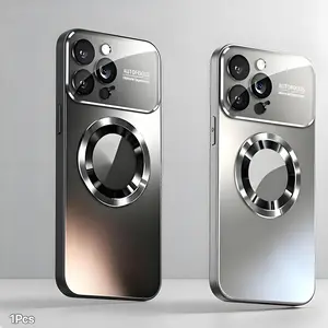 Desert Titanium Luxury Matte Magnetic Wireless Charging Phone Case for iPhone 11 - 17 Pro Max with Glass Lens Protector Soft Bumper Shockproof for Daily Use Protection Smartphone  christmas phone cases Accessories