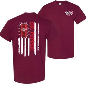 Dr. Pepper American Flag TShirt – Unisex Classic Cotton Crewneck Shortsleeve Tee, Patriotic USA Graphic, Trendy Gift for Men and Women,Menswear Top,Trendy Shirt, Fabric Cotton, Streetwear