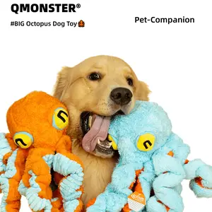 Big Octopus Indestructible Plush Dog Toy – Interactive Squeaky Toy with Noise, for Medium & Large Dogs | Tugging, Teething, Boredom & Anxiety Relief
