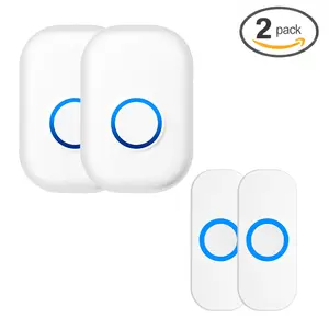 【2 Packs】Wireless doorbell for the elderly, Use with long distance, Easy installation, plug-and-play, waterproof, 1000 feet working range, 150m remote control distance, 38 ring tones, 4 levels of adjustable volume, LED flashing light, transmitter IP55