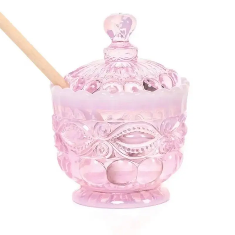 Mosser Glass Pink Opalescent Eye Winker Honey Pot Dish