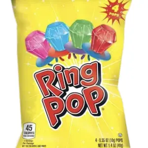 Ring Pop 4 Pieces Candy Pop - Individually Wrapped Snack candies sour bags original gourmet lollipop