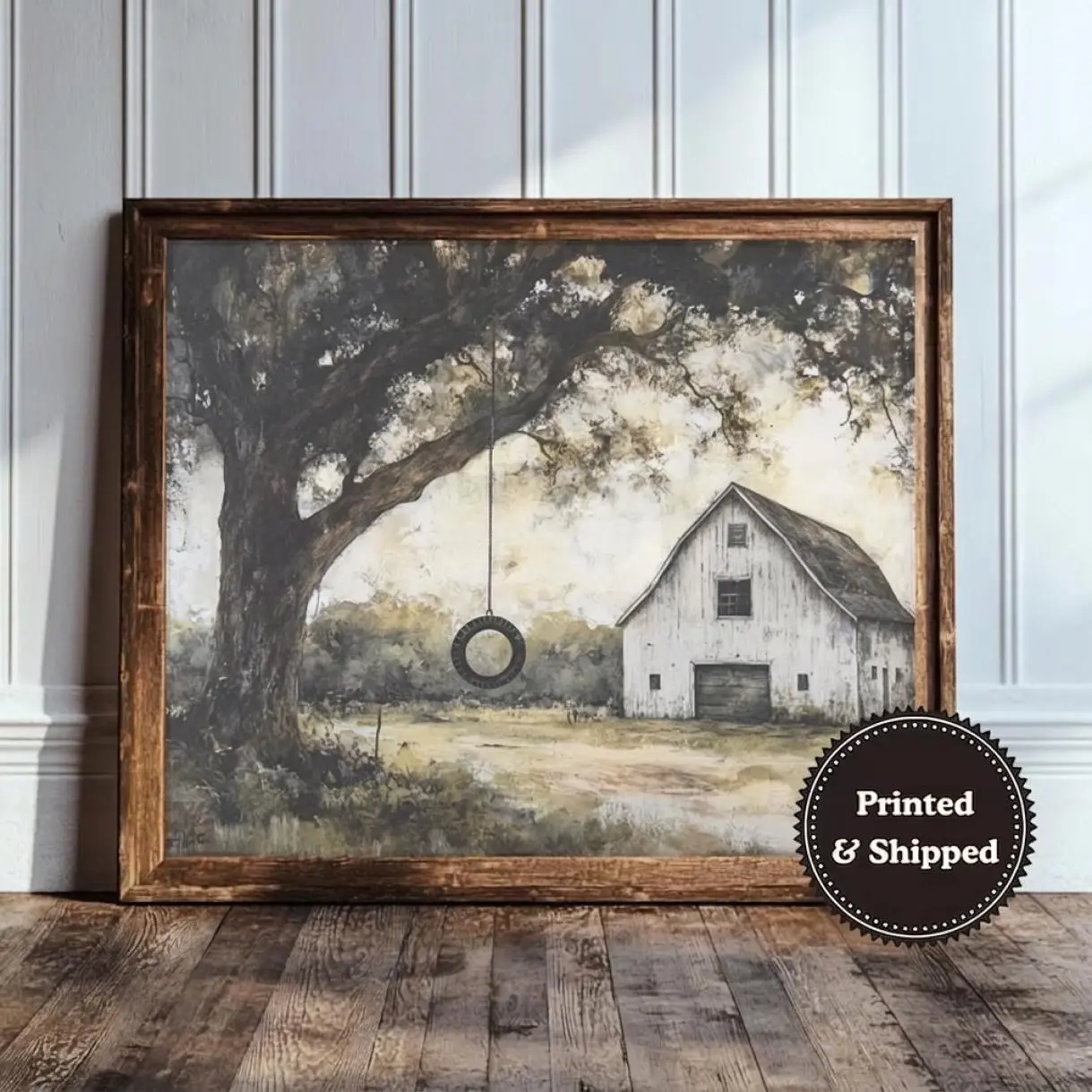 Vintage Barn Poster, Rustic Farmhouse Art, Dark Cottagecore Painting, Antique Countryside Decor, Moody Wall Print, Printed and Shipped, Cozy Fit, Perfect for Any Season, Fresh Styles, Updated for Today