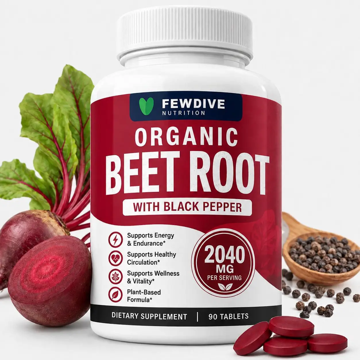 FEWDIVE-Organic Beet Root Tablets - Nitric Oxide Booster Beetroot Supplement 2040mg / Healthcare,Dietary,Vitamin,Fitness,Edible,Optimum
