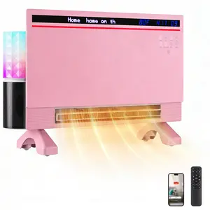 Electric Space Heater for Bedroom 1500W, 120° Vertical Oscillation, Adjustable Thermostat, Remote Control, 24H Timer, Easy-Mount Heater for Indoor Use, Works with Alexa,listen to music Ambient Light，Smart