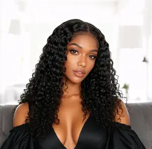 Water Wave Glueless Balayage Highlight black Wear Go Half Wig for Women Drawstring Seamless Flip Headband Wig Beginner Friendly 22 Inch bouncy curl