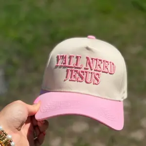 "Y'all Need Jesus" Cotton Baseball Cap, Adjustable Unisex Casual Hat for Daily Wear