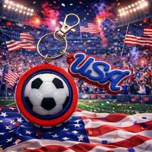 USA 2026 World Cup Fidget Spinner Keychain 3D Printed Soccer Ball Spinner Team USA Keychain Football Fan Accessory Stress Relief Toy Handmade Custom Durable Lightweight Backpack Charm Limited Edition Gift for Soccer Lovers