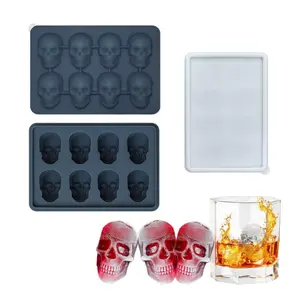 2025 new year  Versatile Silicone Skull Ice Cube Tray - 3D Mold for Chocolate, Pudding, Jelly & Whiskey Cubes - Perfect for Cocktails, Parties & Halloween