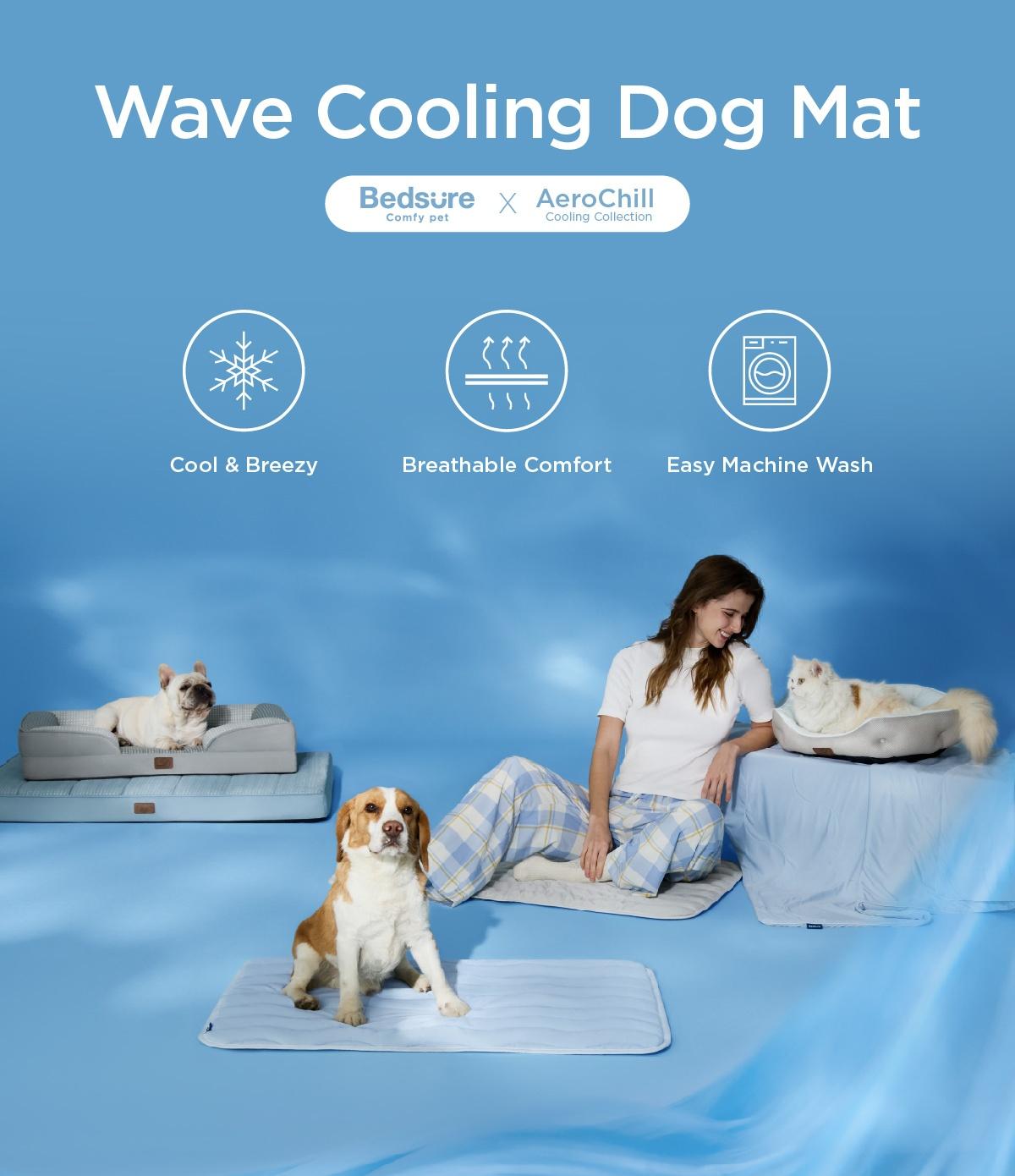 Bedsure Cooling Thin & Thick Mat for Dogs – Q-MAX>0.4 Washable Pet Cooling Pad, No Gel, No Electric, Non-Slip Summer Crate Bed for Large Dogs