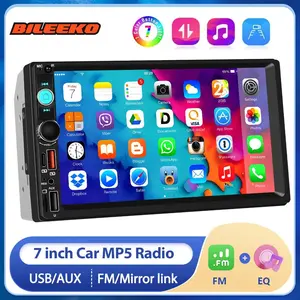 Bileeko Dual-Disc Car Mp5 Player, 7 Inch HD Touch Screen, Bluetooth-compatible Hands-Free Calling, Fm Radio, USB/TF/aux Multimedia Receiver