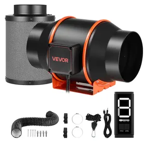 【Father's Day gift】VEVOR Inline Duct Fan Kit with Carbon Filter, 402 CFM 6 inch EC Motor Ventilation Fan with 3-Speed Circulation, 10-Speed PWM Controller, Timer, Cooling for Grow Tents, Indoor Gardening, Hydroponics