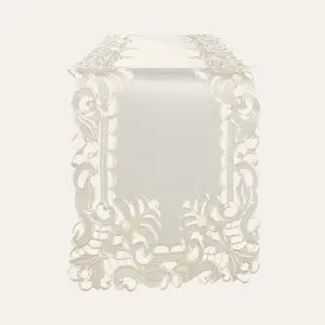 Light Beige Table Runner with European Embroidery