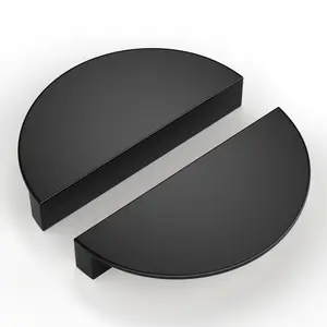 goldenwarm 12 pack 3 Inch Circle Drawer Pulls Black/Gold Drawer Handles Finger Pulls Dresser Pulls Edge Pulls